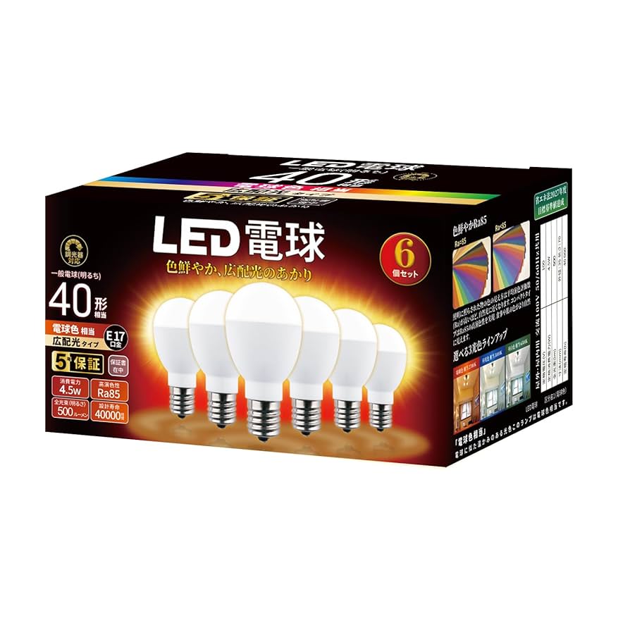 新品 ： LED電球  40w形  電球色  ミニクリプトン形 ミニクリプトン電球 E17 40W形 クリア｜LB-S3740K-C 04-7954
