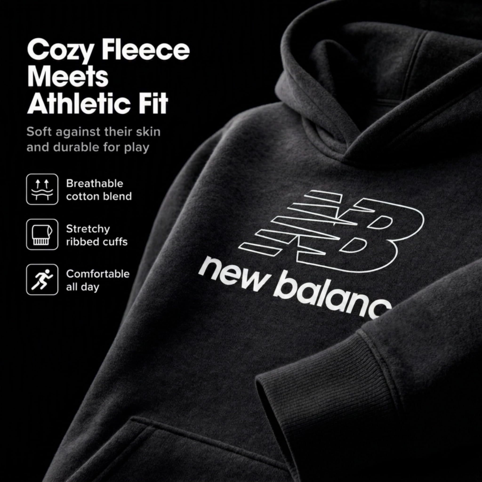 New Balance Ensemble de vêtements de sport 2 pièces pour garçons et tout-petits - Chandail à capuche en polaire douce et jogging (2T à 12)