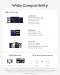 Anker HDMI Câble,4K@60Hz HDR USB C à HDMI Câble,Ultra-Fast Nylon-Brided avec blindage avancé,Thunderbolt 5/4/3 Compatible,pour MacBook,iPad,iPhone,HD TV,et plus(6FT,Noir)