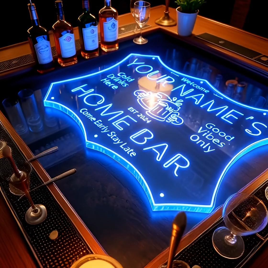 ADVPRO Personalized Your Name Home Bar RGB Dynamic Glam LED Sign - Cut-to-Edge Shape - Smart 3D Decoration - Multicolor Signage st06s64-fnd-p11d-tm-c