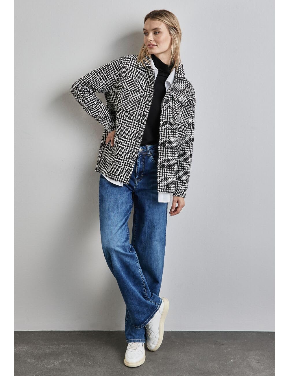 STREET ONE A212326 Chaqueta Bouclé a cuadros Mujer