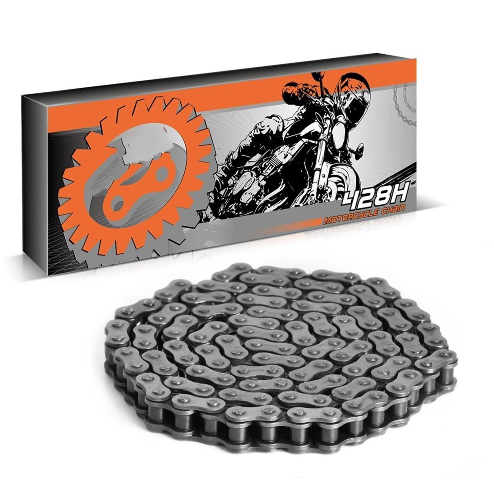 Cadenas de conducción Cadenas motocicleta 428H, 108/120 eslabones, 21 kNm, aptas para minimotos, todoterrenos, motocicletas, cadena Para sello aceite y junta tórica.(108 Links)