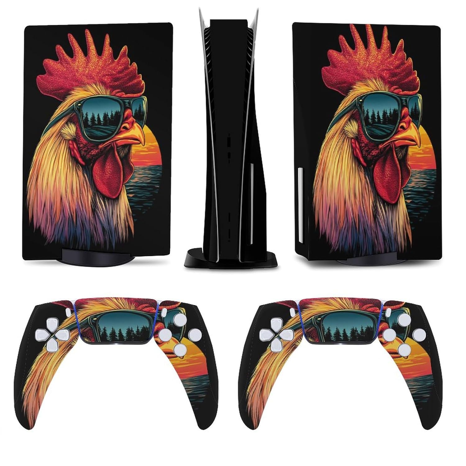 Rooster Head Sunglasses for Model 5 Skin Console and Controller Accessories Cover Skins Anime Vinyl Cover Sticker Full