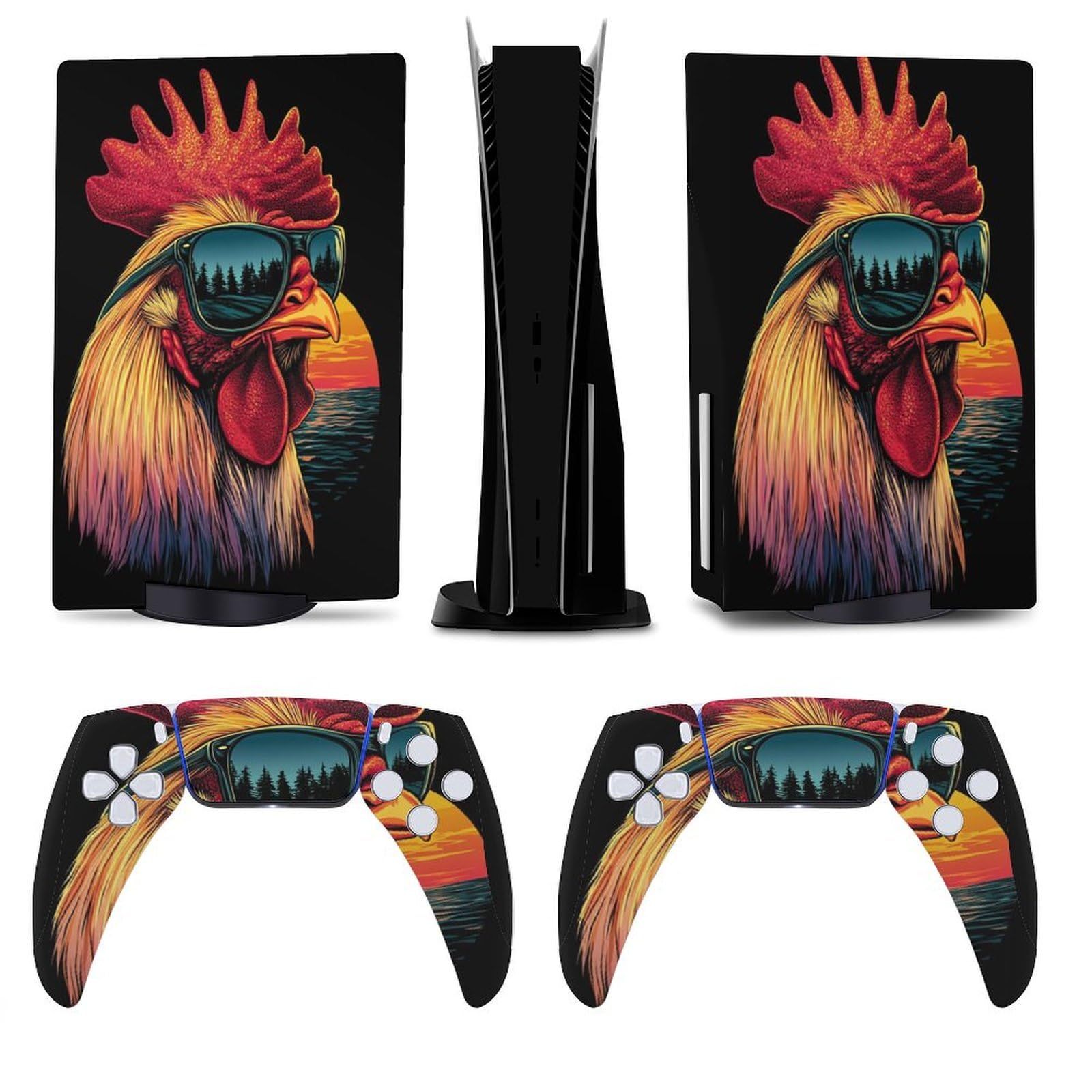 Rooster Head Sunglasses for Model 5 Skin Console and Controller Accessories Cover Skins Anime Vinyl Cover Sticker Full