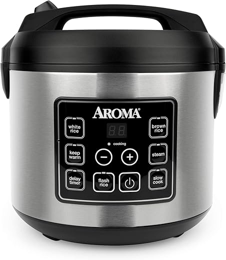 Aroma 20-Cup (Cooked) Digital Rice Cooker and Food Steamer, Stainless Steel by Aroma Housewares