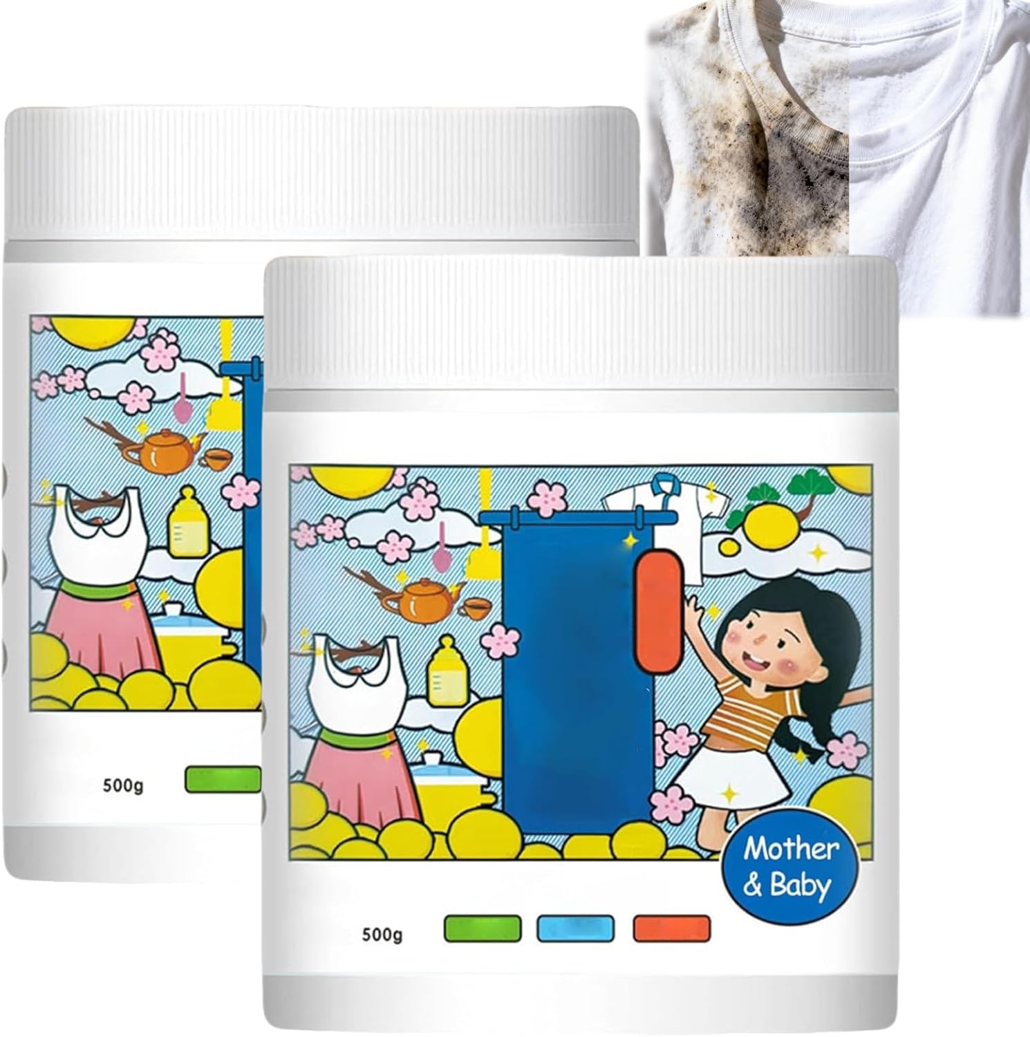 Hyper Concentrated Strong Stain Remover Powder for Clothes,Oxygen Laundry Powder,500g Formula Safe on Everyday Fabrics Removes Milk Sweat Oil Fruit Stains (2)