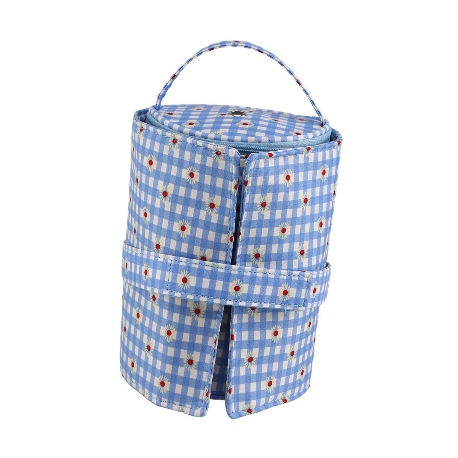 KTUXZCI Portable Storage Bag Yarns Projects Carrying Case Gives Crafters Convenient Access To Knitting Must-Haves Detachable Yarn Dispenser Thread Holder Case, Blue, 14x18cm