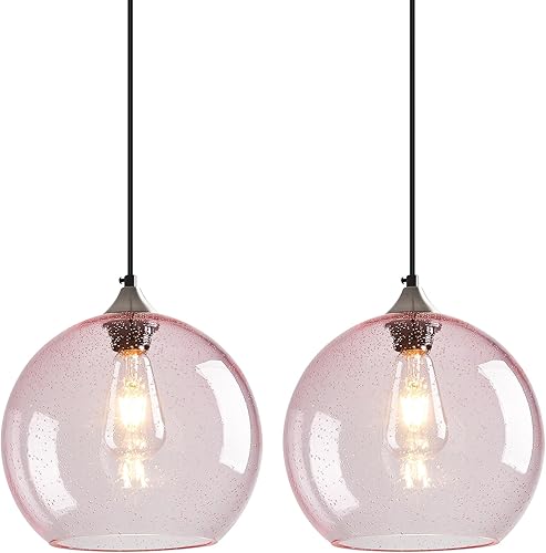 Miniatura 39 de Luces colgantes de cristal verde claro, iluminación de isla de cocina, luminarias de luz colgante de globo, iluminación colgante moderna para