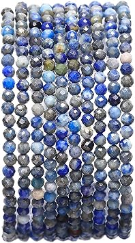 BEADIA Faceted Natural Lapis Lazuli Stone Round Loose Semi Gemstone Beads for Jewelry Making 3-3.5mm 38cm