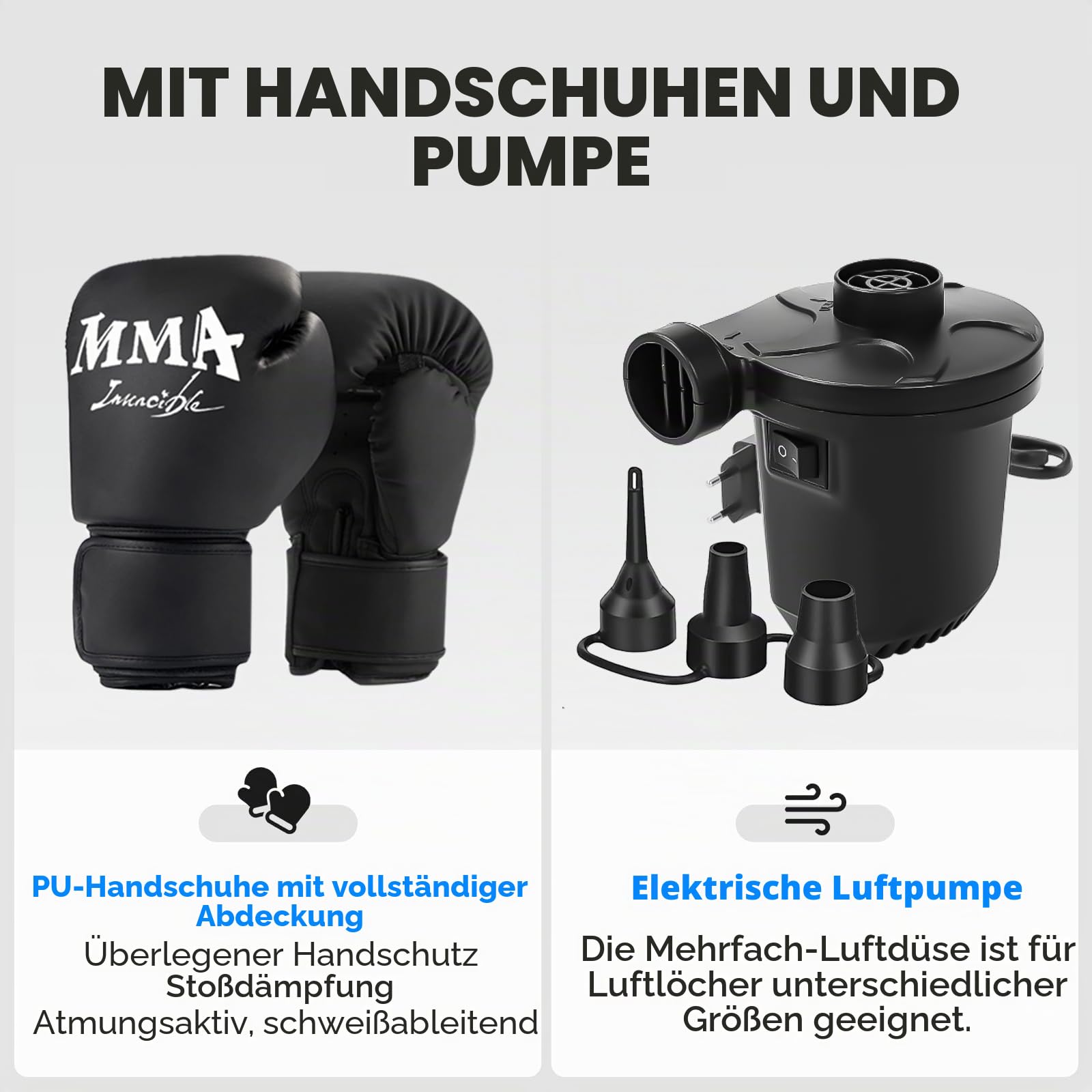 NZQXJXZ Verbesserter Boxsack Stehend mit interaktiver Musikmatte, 175cm Boxsack Erwachsene mit Punktestandanzeige, Licht- und Musikmatte, Kickboxen für Anfänger, MMA-Training
