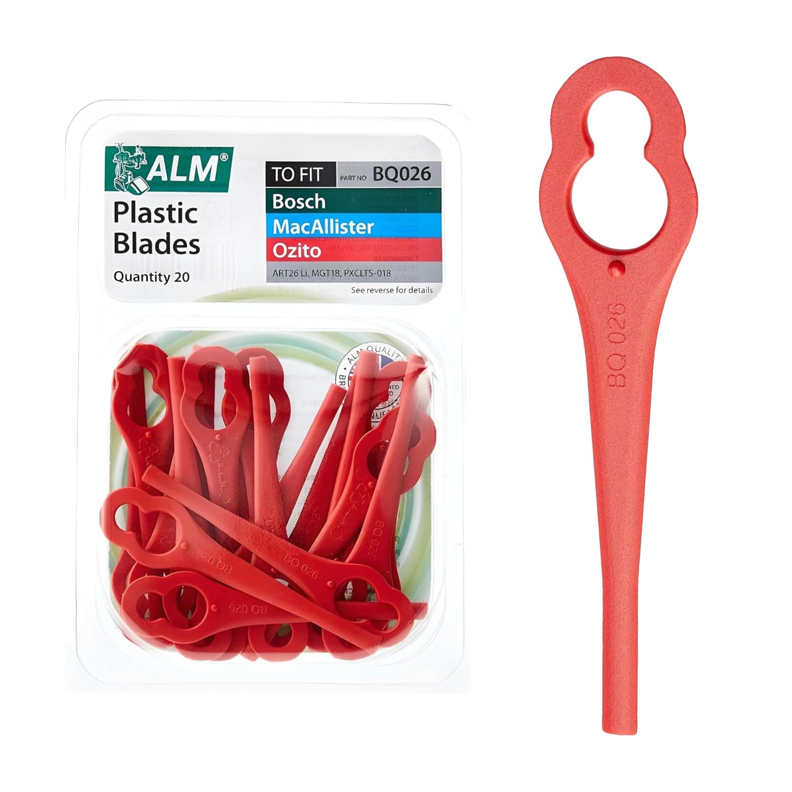 HOCHSTE® ALM Plastic Blades for Strimmer, Strong Blades, Durable Construction, Quick and Simple Installation, Suitable For Trimmers And Mowers, Pack Of 20