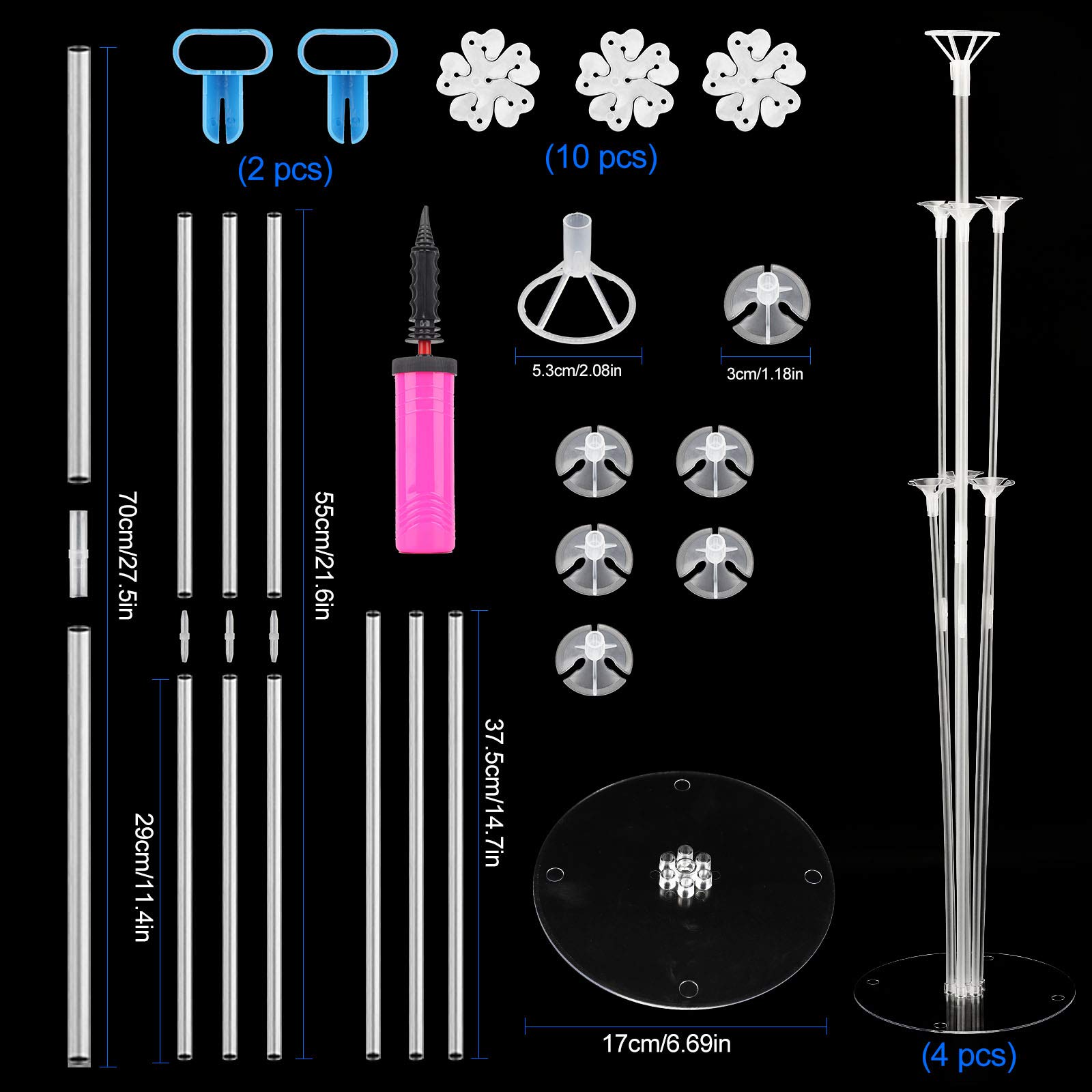 Ballon-Stick-Halter Set – Mit Stäben, Bechern, Basis & Clips, Ca. 71 Cm Hoch, Für Partys