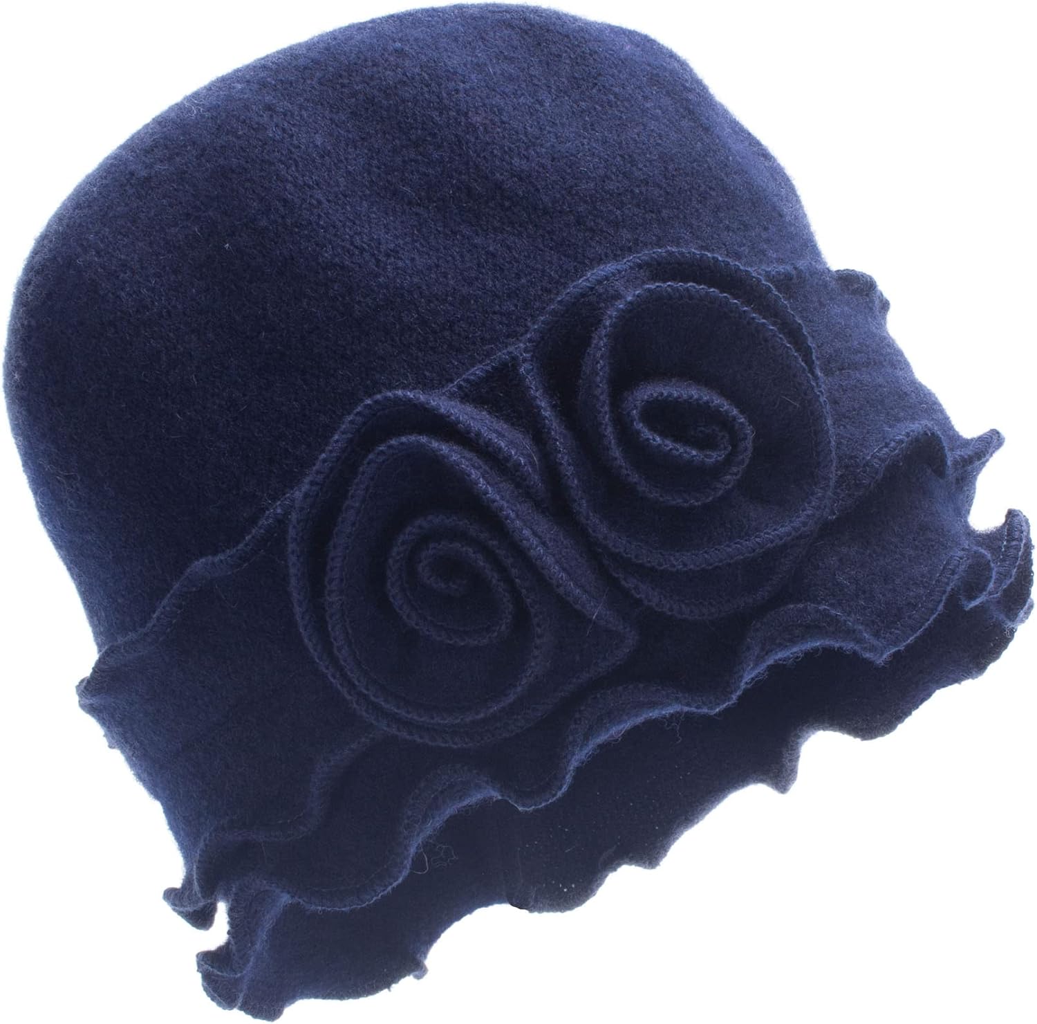 Womens Gatsby 1920s Winter Wool Cap Beret Beanie Crochet Bucket Flower Hat A285 - Image 3