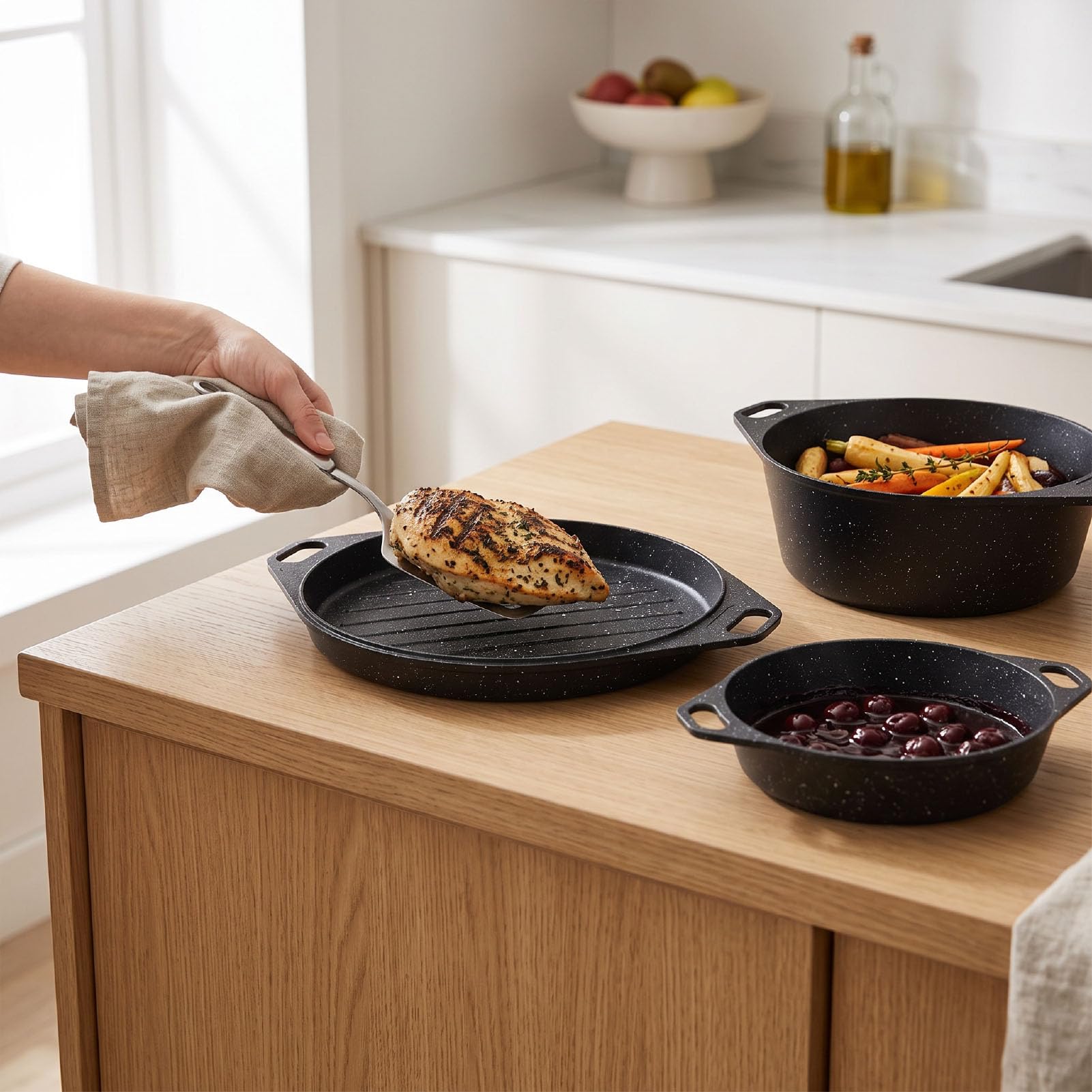 Luocute Zestaw naczyń Kempingowych, Aluminiowe Garnki i Patelnie z powłoką