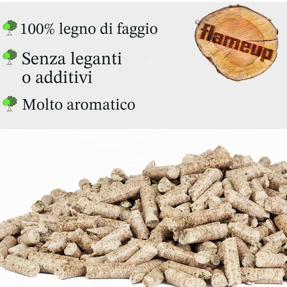Pellet di legno 15 kg 30 kg Sacco faggio Fumo Legno Fuoco BBQ Griglia Flameup, Peso:30 kg