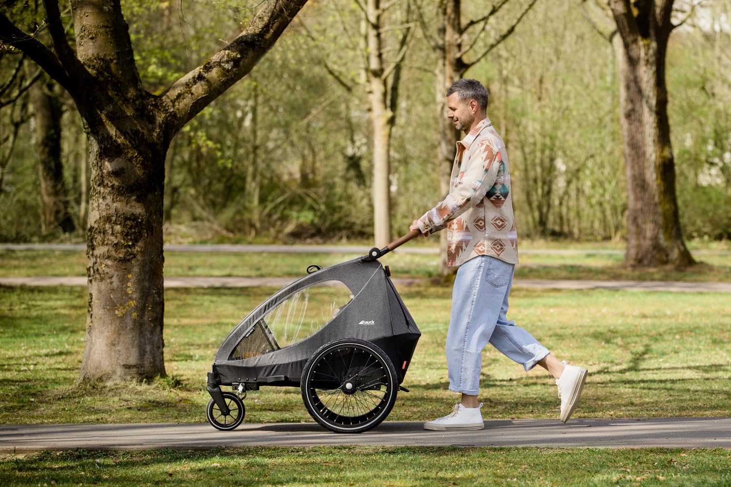 Hauck Dryk Duo Rimorchio Bici e Passeggino 2in1 per 2 Bambini fino a 22 kg, Pieghevole