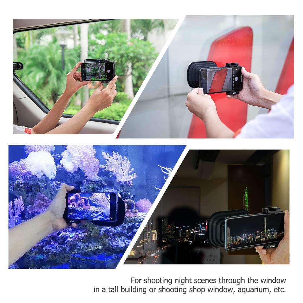 KIWIFOTOS Pare-Soleil Universel Anti-Reflet pour Appareil Photo avec Clip Amovible pour Téléphone Intelligent iPhone Android, Élimine Les Reflets et Les Reflets de la Fenêtre