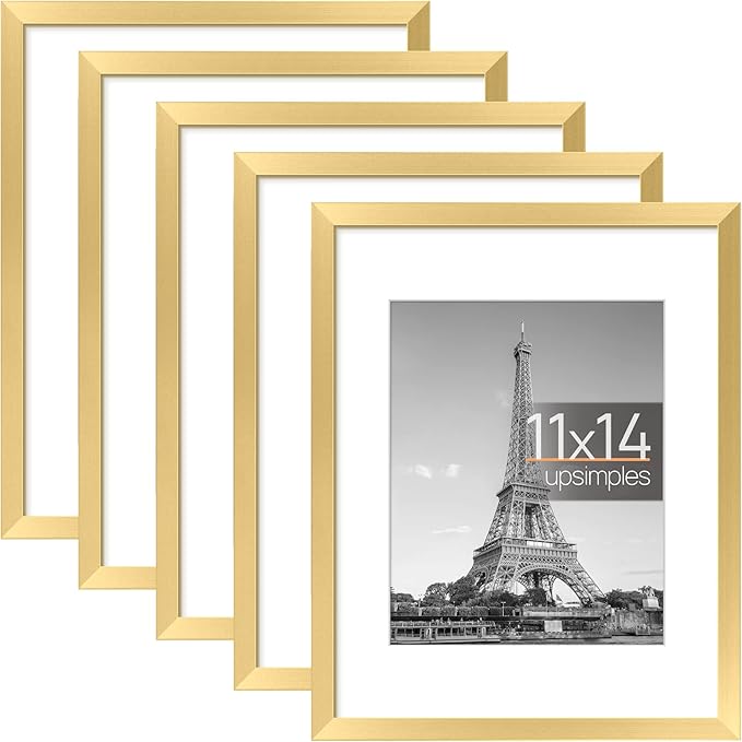 upsimples 11x14 Picture Frame Set of 5, Display Pictures 8x10 with Mat