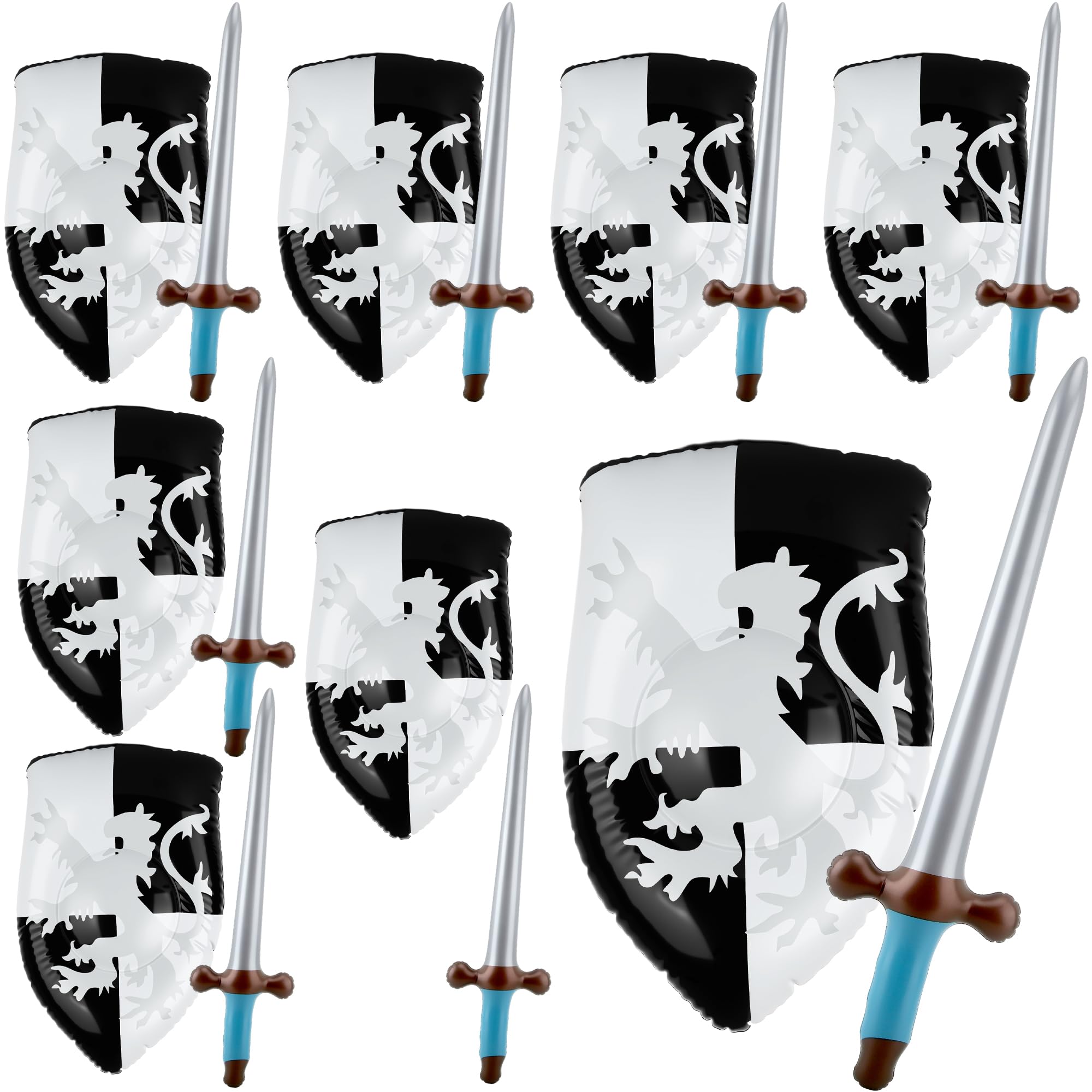 Juego de 16 espadas inflables y escudos de espada medieval para fiestas piratas, accesorios de cosplay