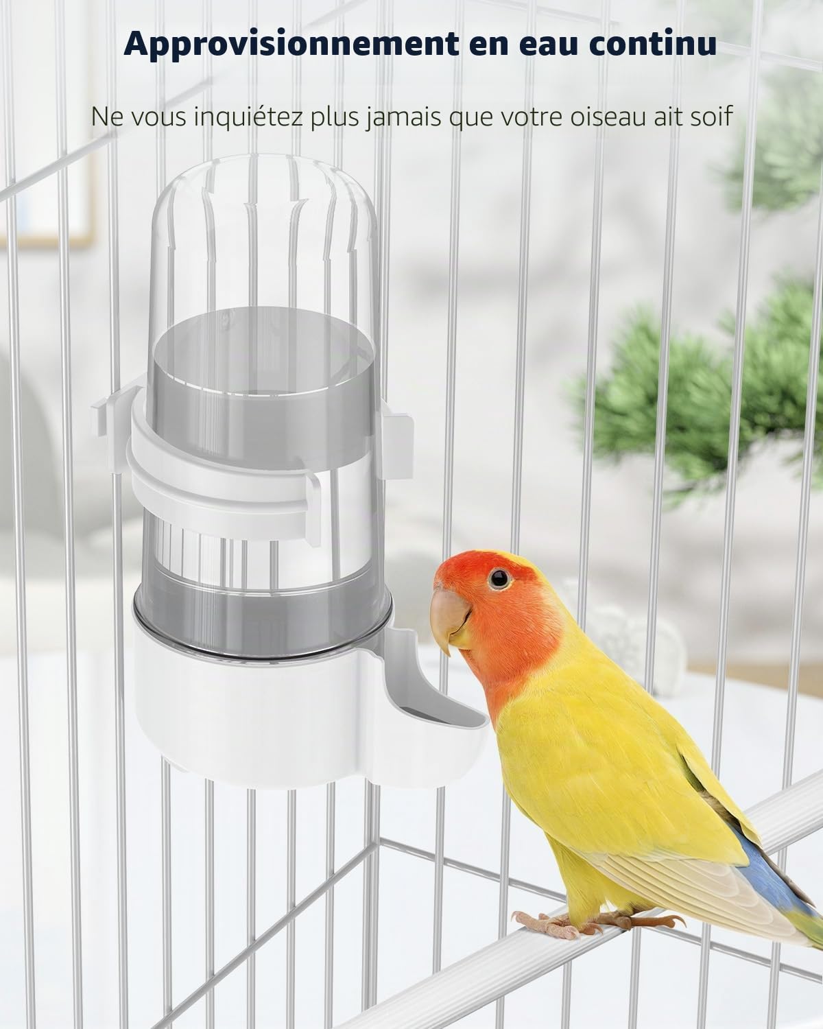 Pawfly 2 Pcs Distributeur d'eau Automatique pour Oiseaux, Mangeoire à Eau Automatique pour Oiseaux, Accessoires de Cage pour Perroquet & Hamster, Distributeur d'eau Blanc et Bleu pour Perruche