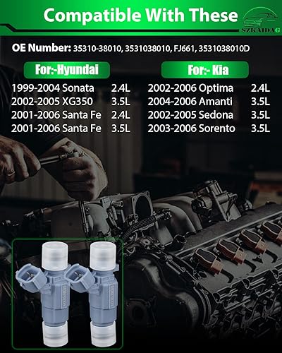 Miniatura 2 de SZKAIDAG 35310-38010 para-Hyundai para-Inyectores de combustible Kia compatibles con Santa Fe Sonata XG350 1999-2006, Sorento Optima Amanti Sedona