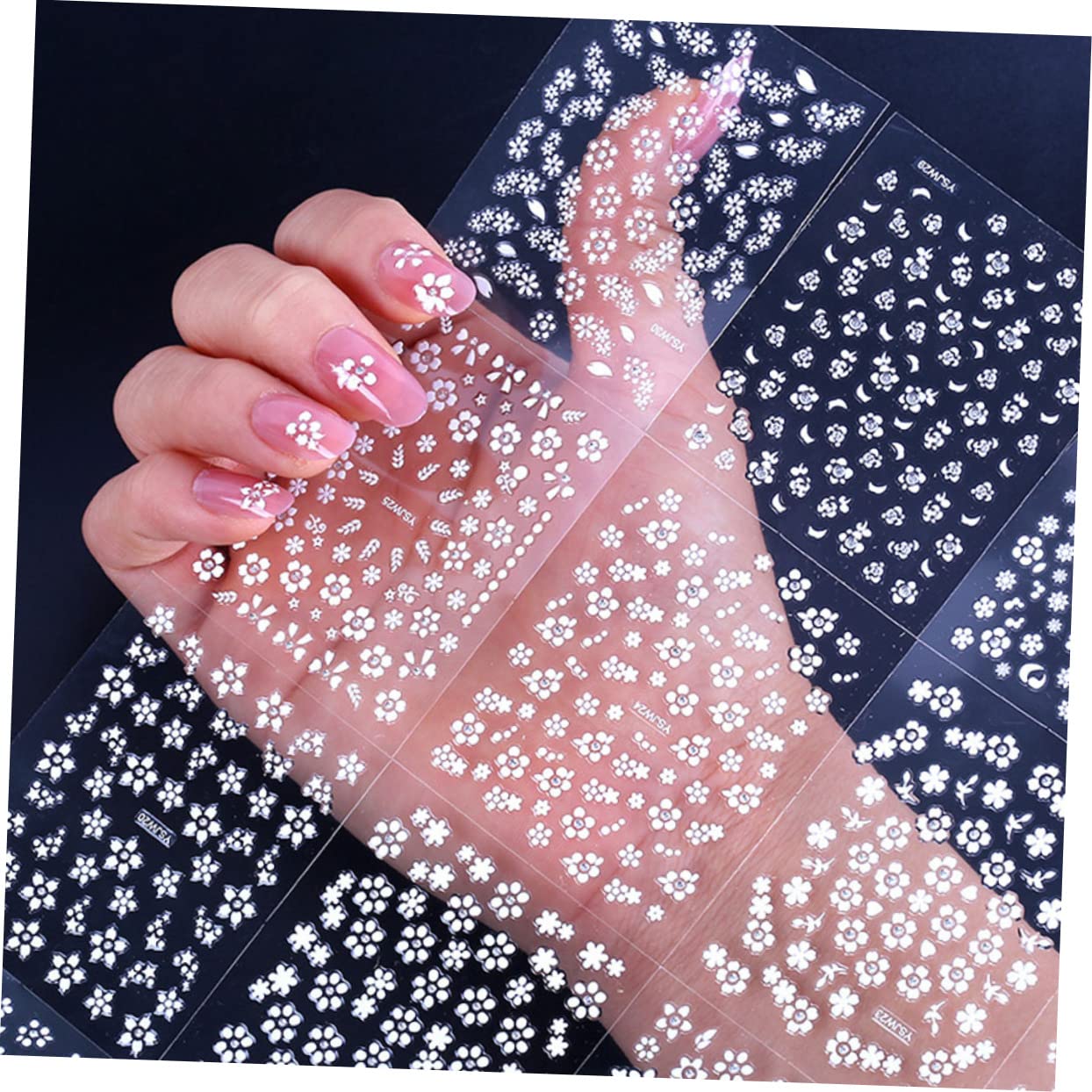 VICASKY 5 Set Adesivi Per Unghie Impermeabili Con Fiori Decorazioni Per Nail Art Adesivi Manicure Per Diy E Stile Unico 30 Fogli*5