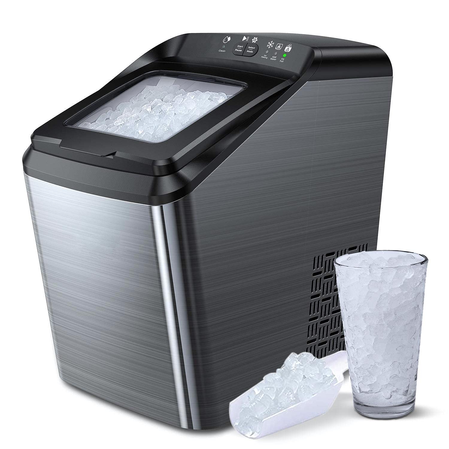 AICOOK Nugget Ice Maker for Countertop, Sonic Ice Maker Machine, Makes 26lb Pebble Ice per Day, Crun