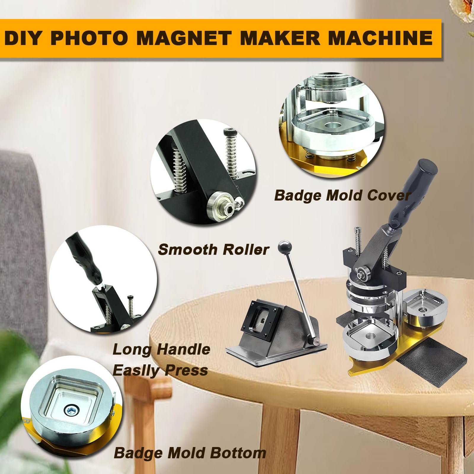 Máquina para Hacer imanes fotográficos instantáneos para Aficionados al Bricolaje: Kit de Prensa de 5 x 5 cm, Incluye Herramienta para Cortar Papel.