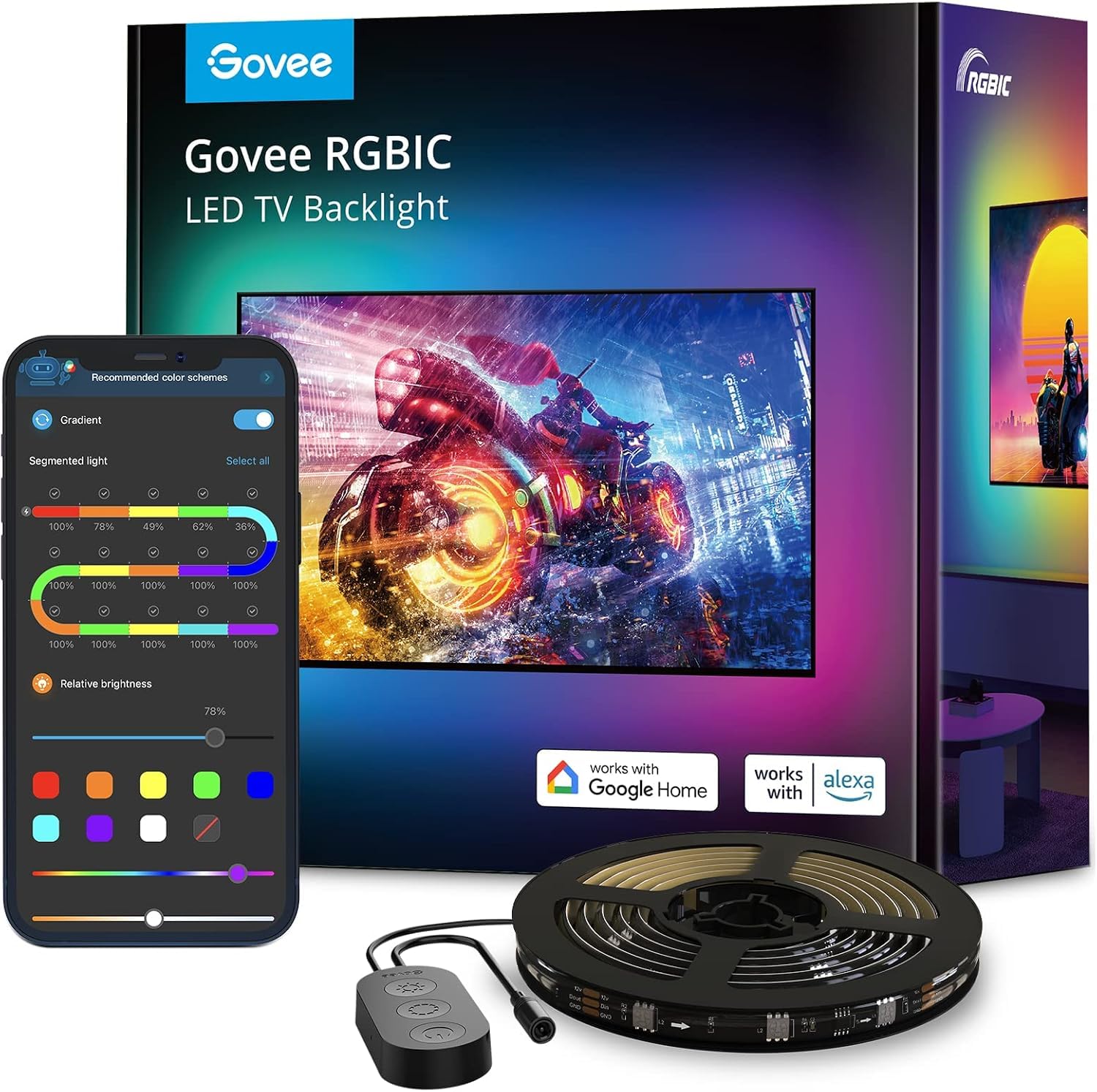 Govee TV LED Hintergrundbeleuchtung, 3,8 M für 55-65 Zoll Fernseher