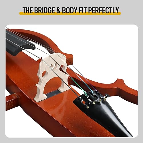 Miniatura 7 de Kit de violonchelo eléctrico de tamaño completo para adultos, principiantes, juego completo de violonchelo 4/4 con bolsa portátil, arco, colofonia
