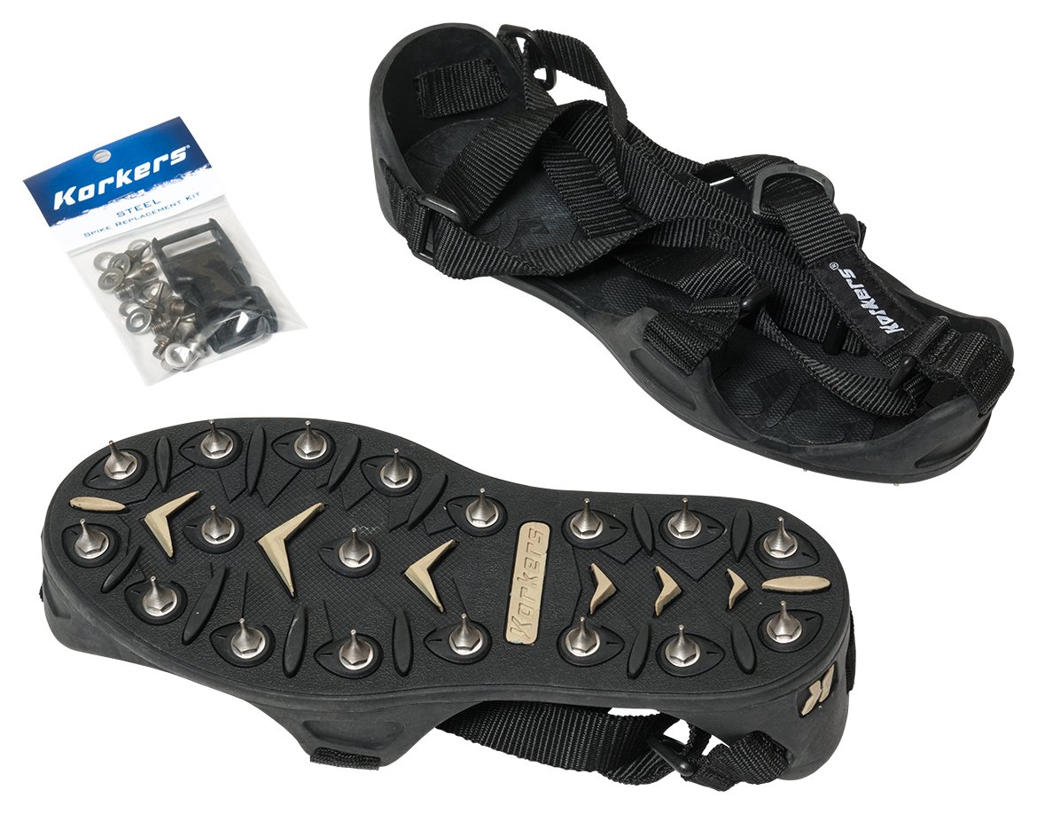 Midwest Rake 46142 Tufftrax Sharp Tip Flexible Bed Spiked Shoes, with Replacement Spikes, Large