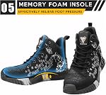 OWIF Chaussures d'orteil en acier pour les hommes léger respirant Sécurité Bottes de travail Construction Sneakers