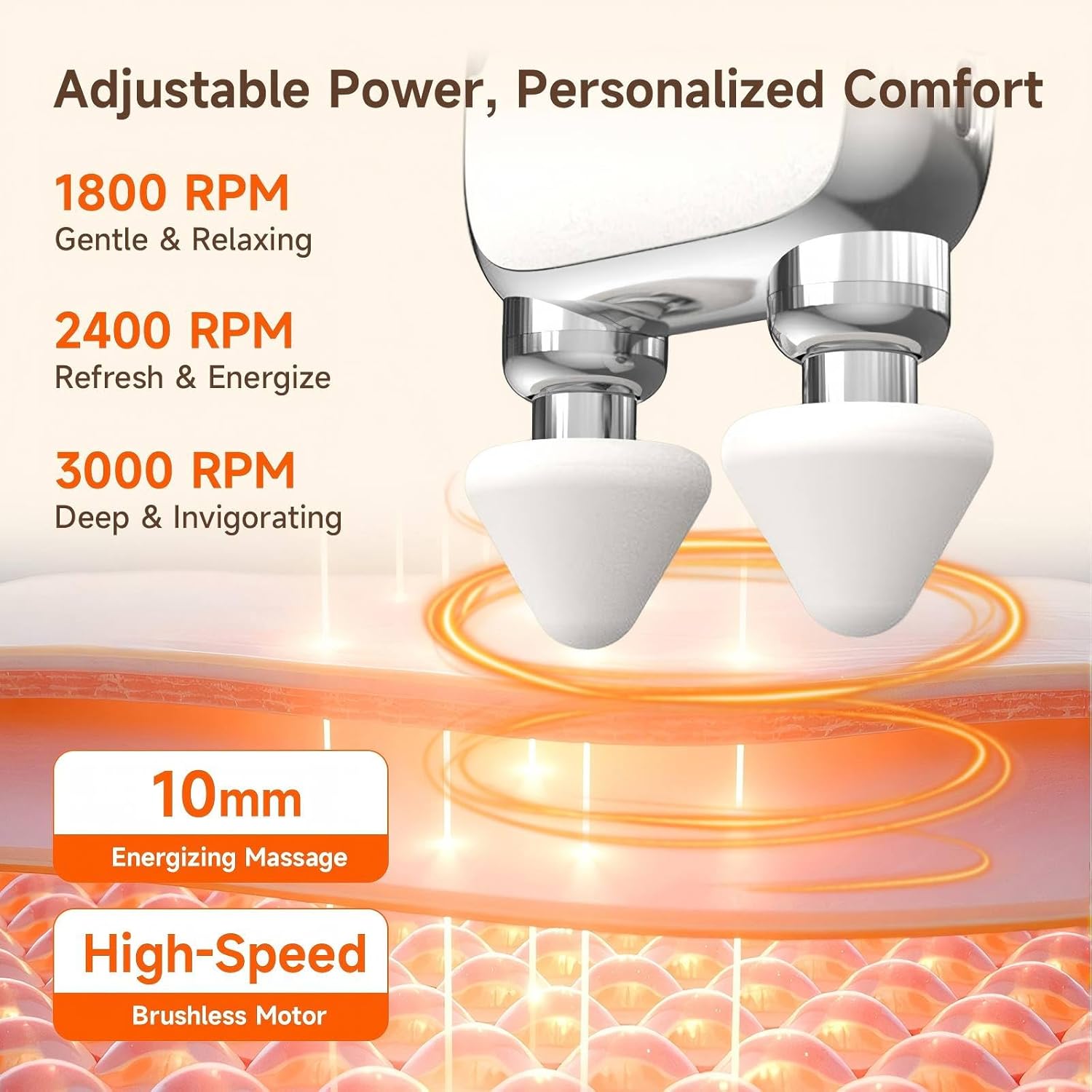 Dual-Head Mini Massage Gun, High-Power Portable Handheld Massager with 6 Massage Heads, Compact Quiet Design for Full-Body Use, Suitable for Travel & Office Use, Gift for Men & Women,