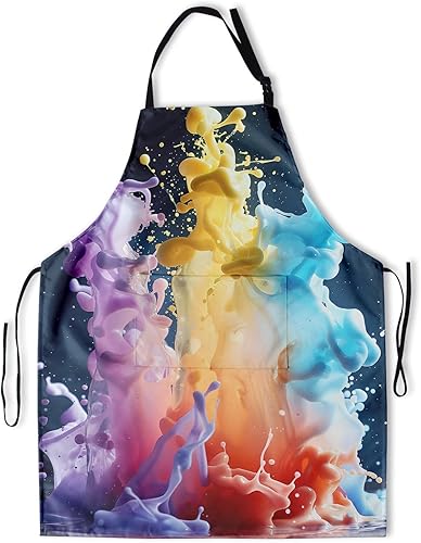 Delantal impreso delantales de pintura de poliéster con bolsillo para cocinar cocina a la parrilla adultos