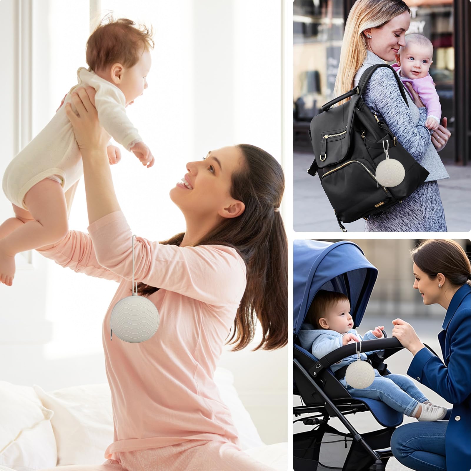 Silicone Boîte à Tétine Sans BPA 2 Pièces, Boîte de Rangement Étanche Portable pour Suceur Bébé Gris Rose