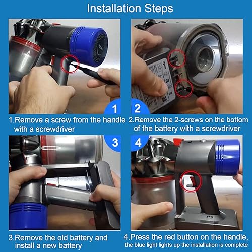 Miniatura 7 de Limidey Batería de iones de litio de 21.6 V y 4500 mAh compatible con Dyson V8, batería de repuesto para aspiradora de mano Dyson SV10 V8 Absolute