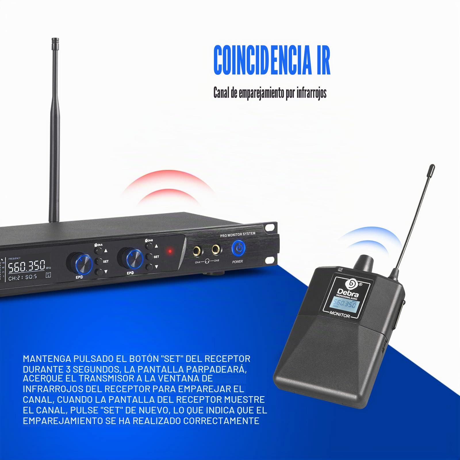 D Debra Audio Pro ER-202 UHF Sistema de Monitor intraauricular inalámbrico de un Solo Canal con transmisor y Receptor para Escenario, Estudio de grabación, músicos (4 bodypack con transmisor)