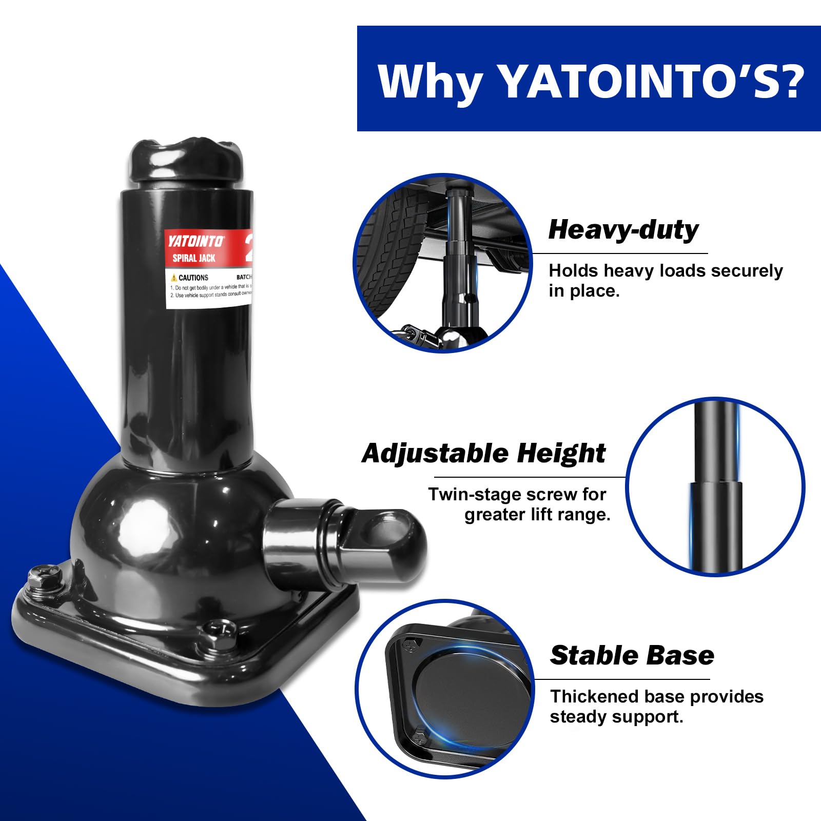 YATOINTO 2 Ton Spiral Jack with Telescoping Handle - Swivel Top