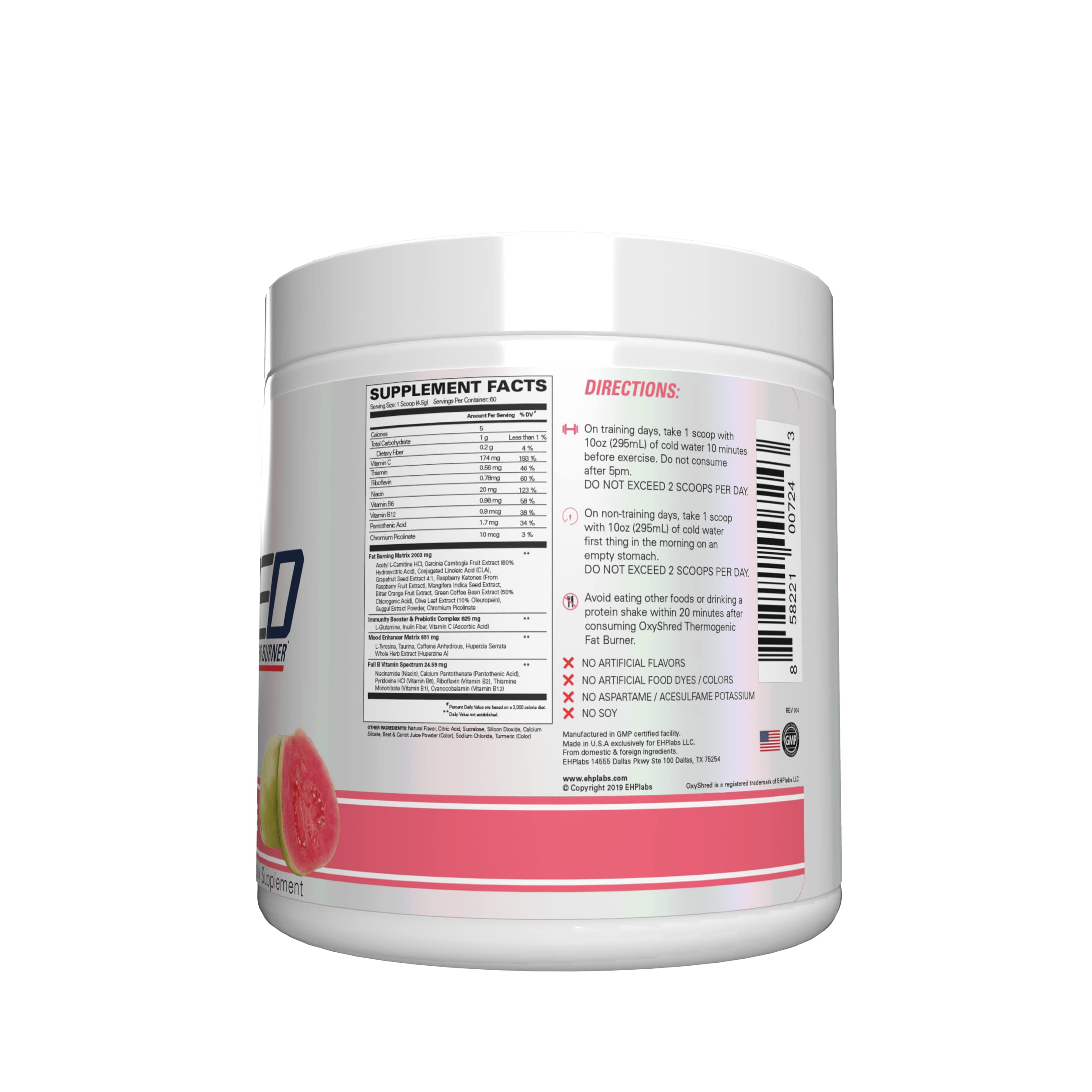 EHP Labs OxyShred Pre Workout Powder & Shredding Supplement - Preworkout Powder with L Glutamine & Acetyl L Carnitine, Energy Boost Drink - Guava Paradise, 60 Servings — Amazon image 10