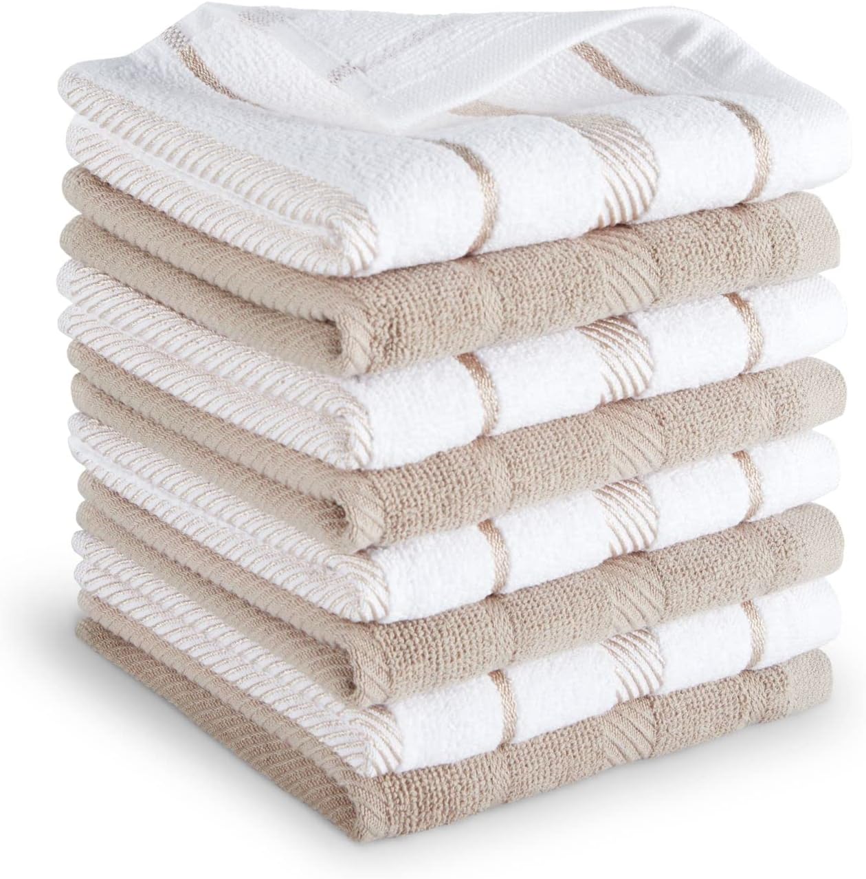 Albany Dishcloth 8 Pack Set, Milkshake/White, 12"x12"