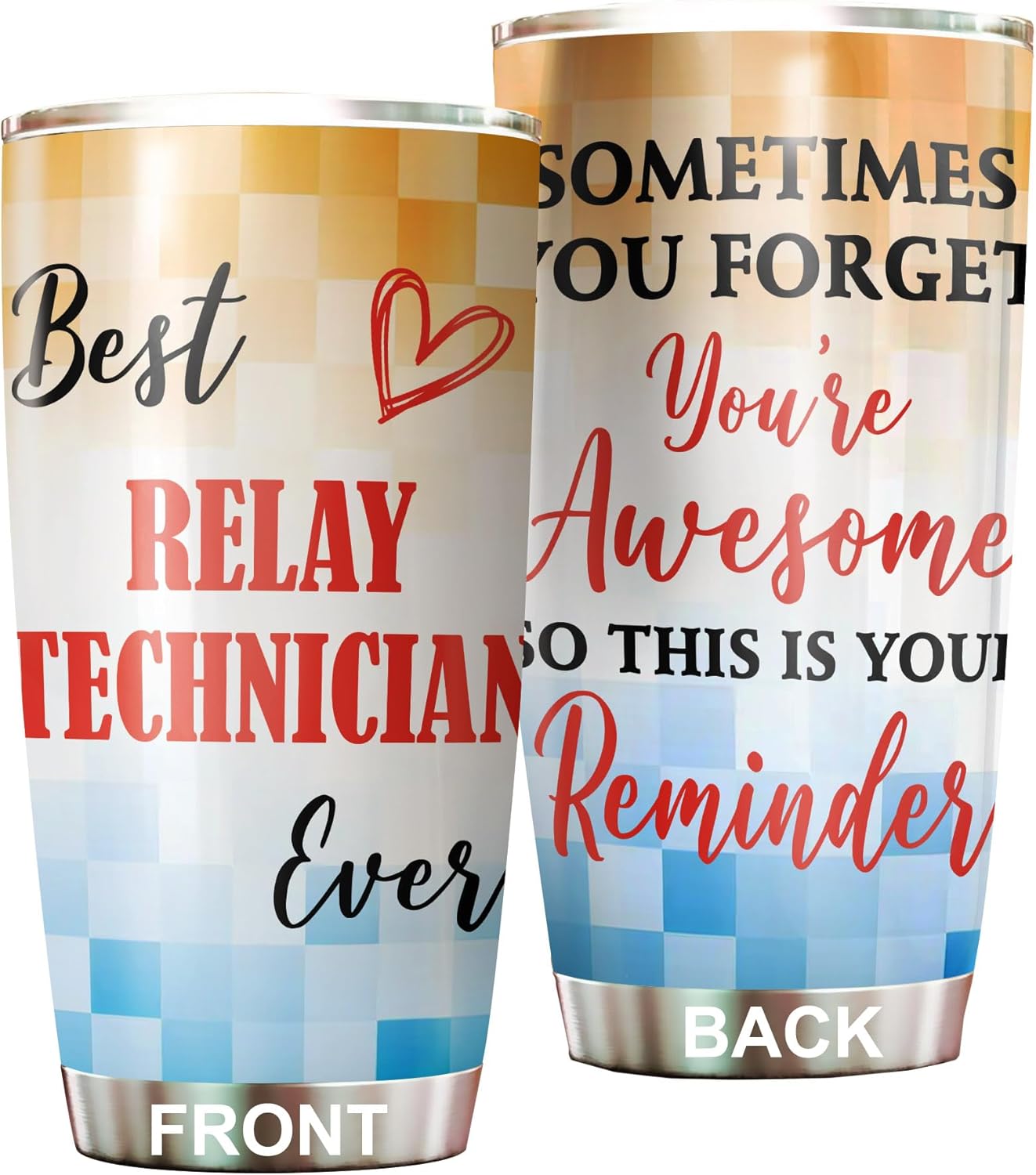 Best Relay Technician Ever Tumbler Stainless Steel 20oz, Office Gifts Women Men Work Friends Coworker, Driking Coffee Cup For Birthday Christmas