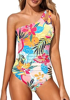 Holipick One Shoulder One Piece Swimsuit for Women Tummy Control Bathing Suits Modest Full Coverage Keyhole Swimwear, Trop... Price In India