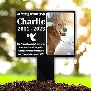 BfiGift Personalized Pet Memorial Grave Markers Dog in Picture Deceased Customized Dog Rememberance Passing Away Heartfelt Sentimental Quote Frame Gift for Pet Owner Christmas Meaningful Birthday Gift