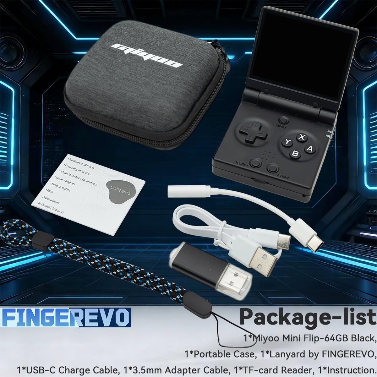 Miyoo Mini Flip Handheld Game Console 2.8-inch 750*560 IPS Screen 2500mAh Miyoo-mini Flip Clamshell Retro Games Consoles OnionOS-64GB Black 8 71gSPlAS oL. AC SL1200