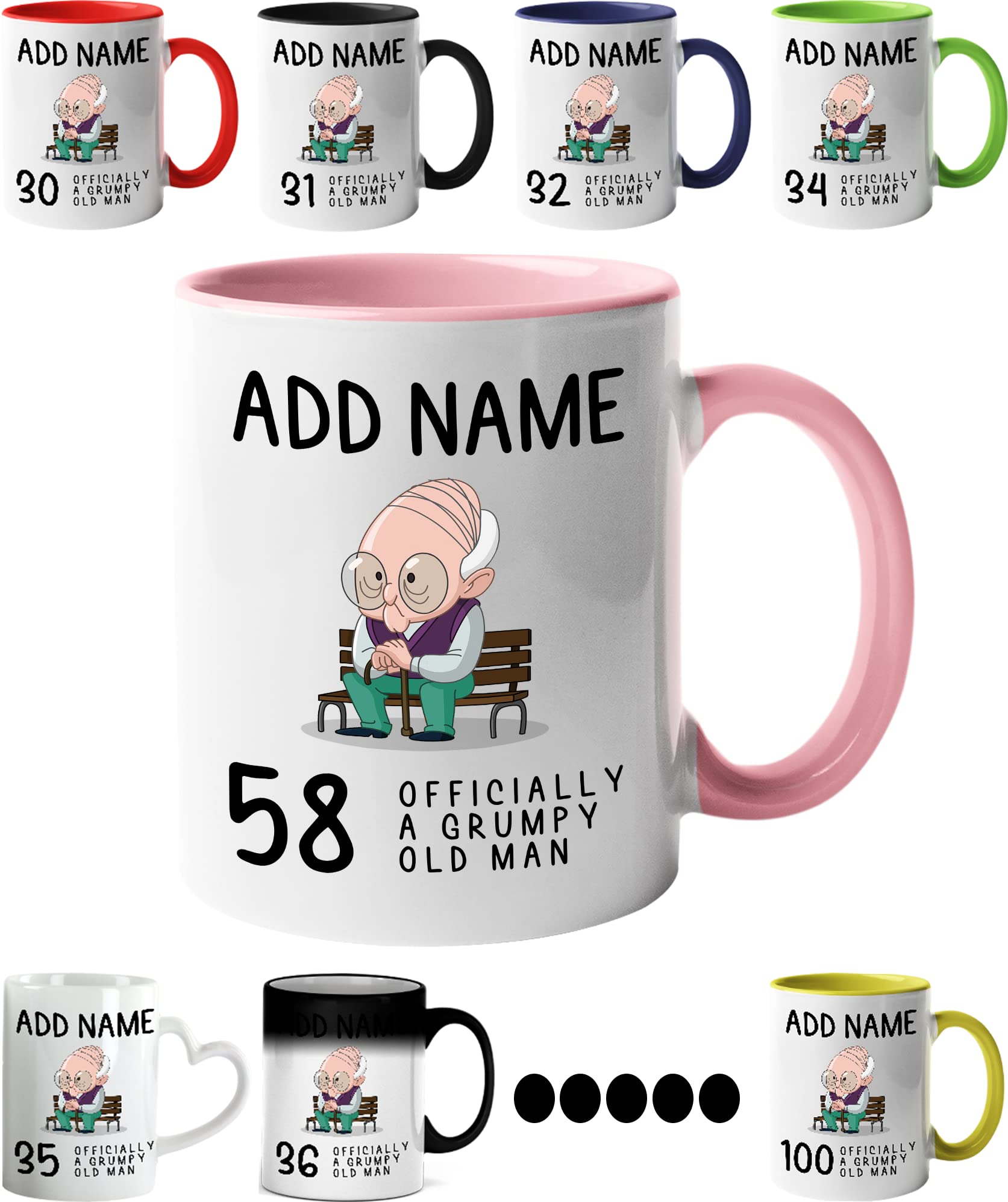 58th Birthday Gift for Grumpy Old Man - Grandad Gifts, Funny Gifts - Personalised 58 Mug/Cup - Add Name