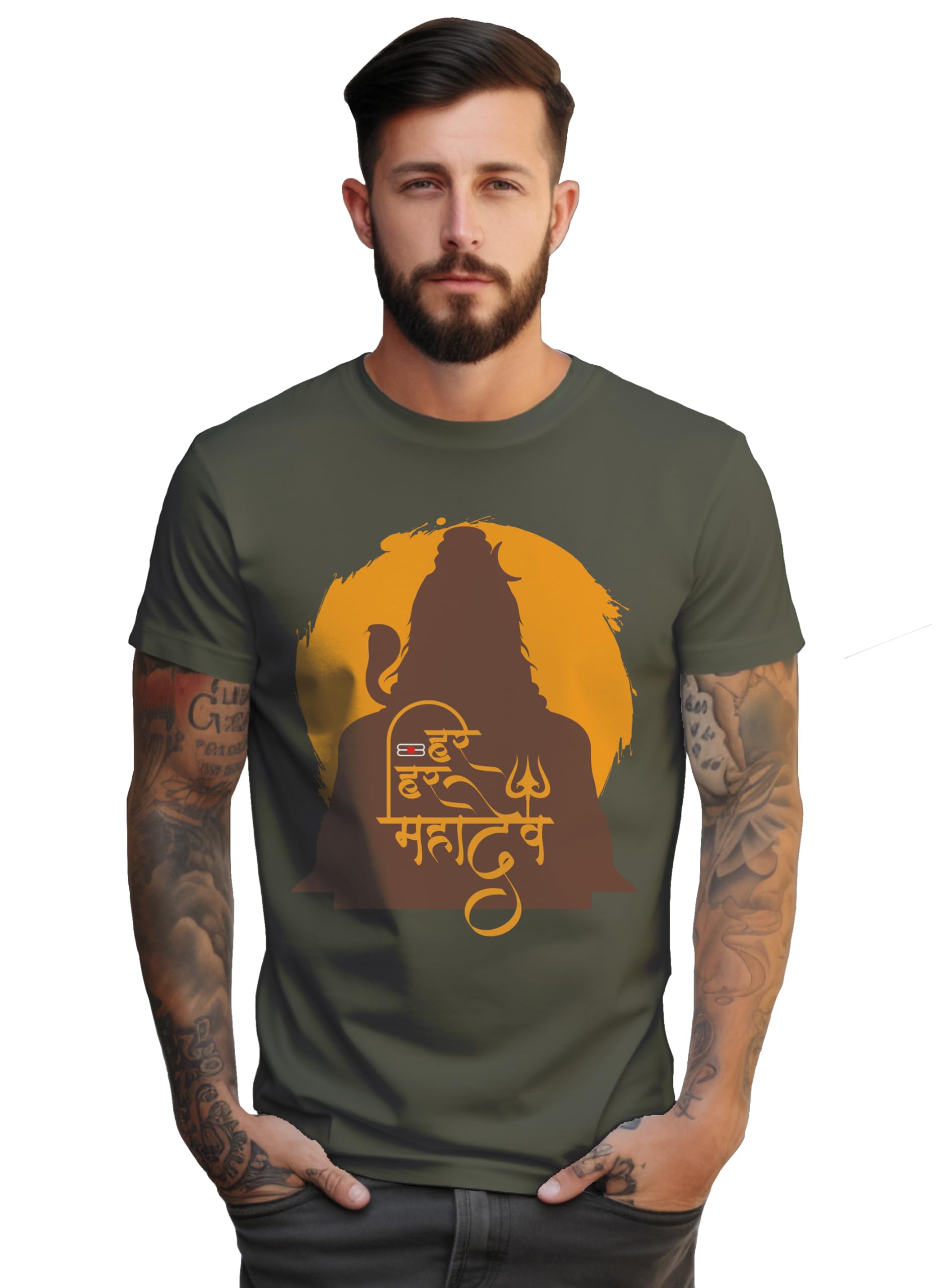 peppyzone Men's Regular Fit Lord Shiva Mahakal Printed T Shirts for Men-picture-56
