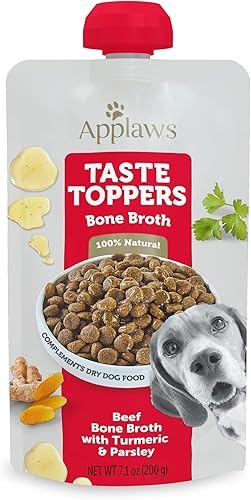 Applaws Taste Toppers, caldo de huesos para perros, sin granos, ingrediente limitado, caldo de hueso de res con cúrcuma y perejil (6 bolsas de 7.1