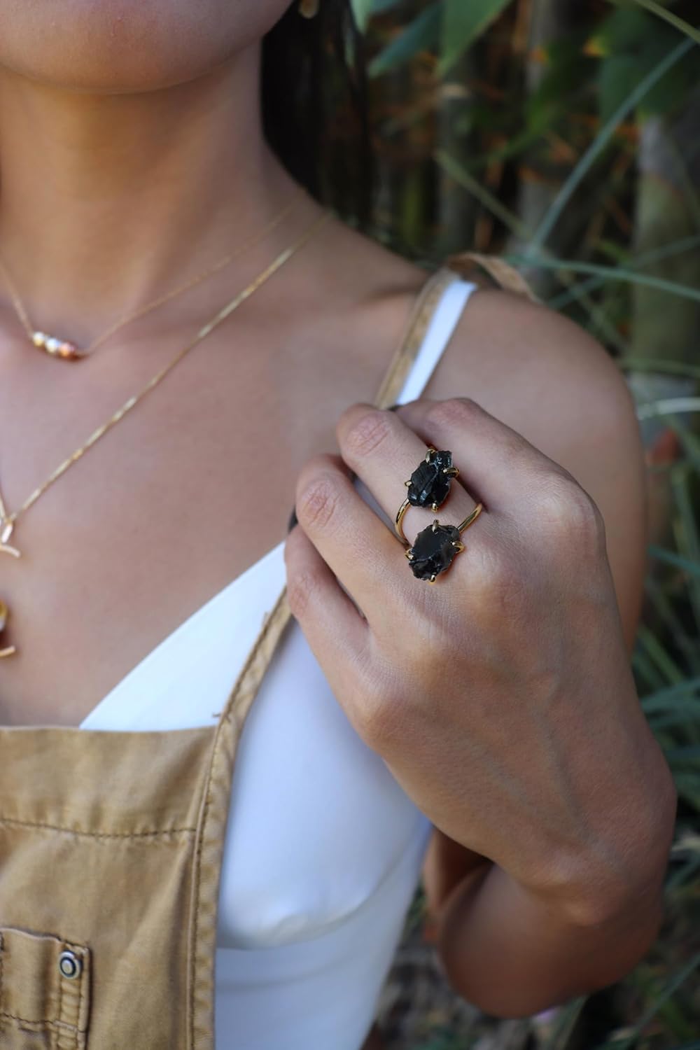 Raw Rose Quartz Ring, Natural Pink Carnelian Ring for Women, 14k Gold Plated Handmade Adjustable Healing Pink Stone Ring for Rose Quartz Jewelry - Image 3