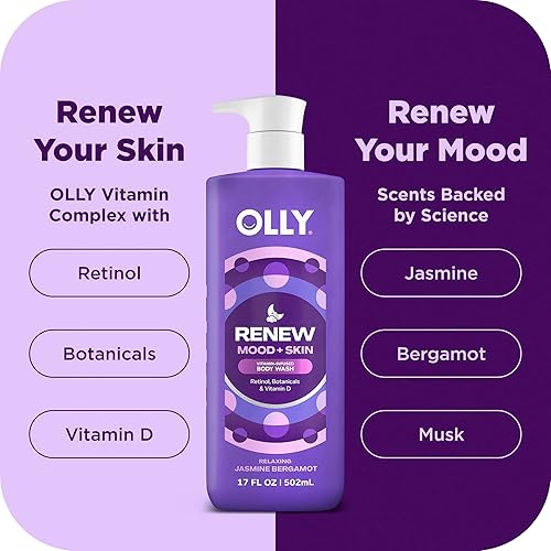 Miniatura 4 de OLLY Renew Body Wash con vitamina D, retinol y botánicos - Limpiador nutritivo para reparación de barreras cutáneas, hidratación profunda, aroma a