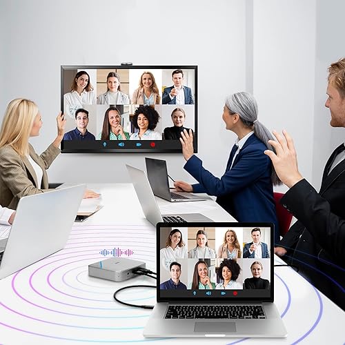 Miniatura 5 de AVLT Hub de altavoz USB C Micrófono de conferencia de sonido omnidireccional de 360 PD de 85 W, velocidad de datos de 5 Gbps, soporte de pantalla